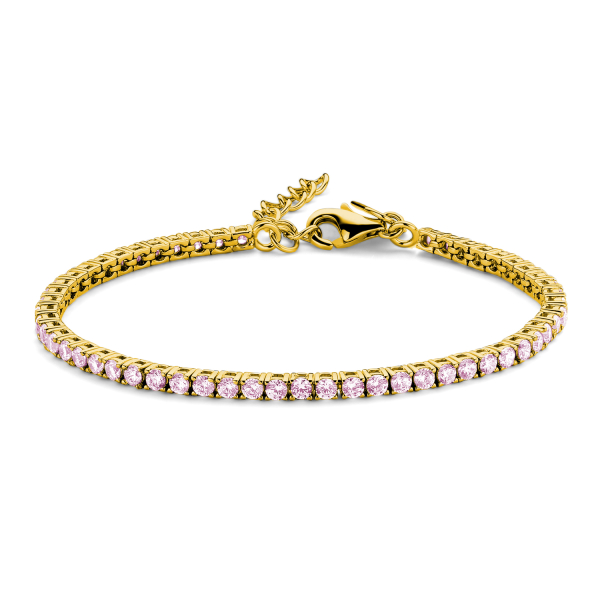 Tennisarmband Zirkonia pink Silber 925 vergoldet - 3mm