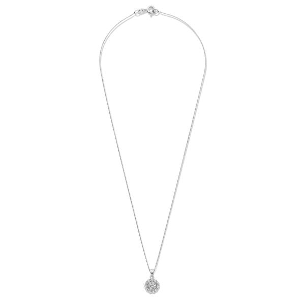 Collier Silber 925 rhodiniert - Anhänger 12 Zirkonia - Ø 8mm - Bild 2
