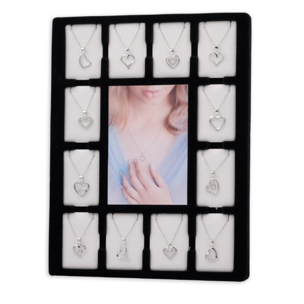 12er Schmuckdisplay mit 12 Herz-Colliers - Silber 925 rhodiniert - Zirkonia - Bild 3