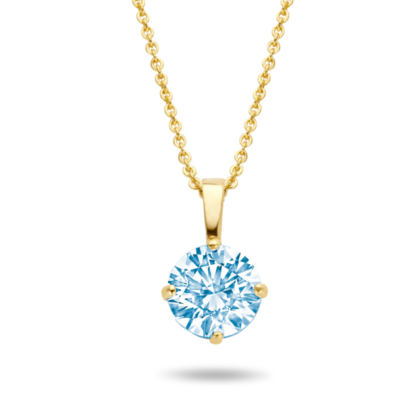 Collier mit Anhänger Zirkonia aqua Gold 585 - 4mm