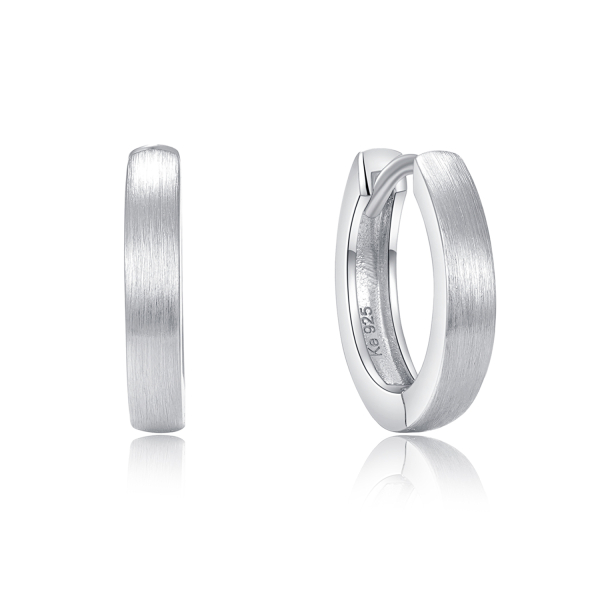 Klappcreolen Silber 925 rhodiniert - Ø 14mm - Teilmatt