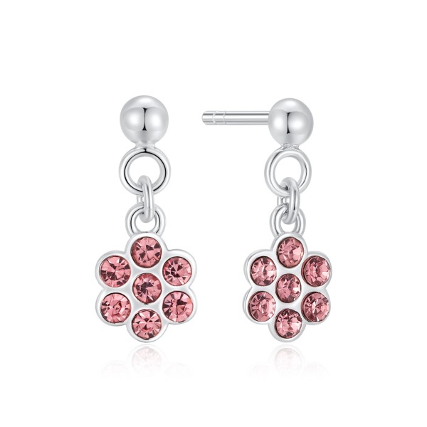 Ohrstecker mit Kristall Silber 925 rhodiniert - Pink