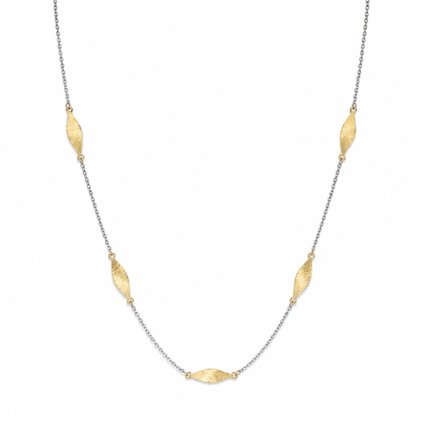 Collier Bicolor Silber 925 rhodiniert und teilvergoldet - 5 Elemente - 45cm