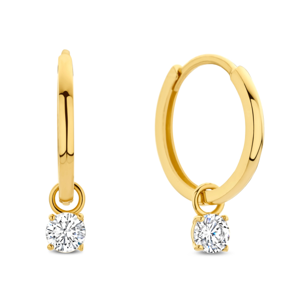 Klappcreolen Gold 585 - Zirkonia 3mm - Ø 12mm