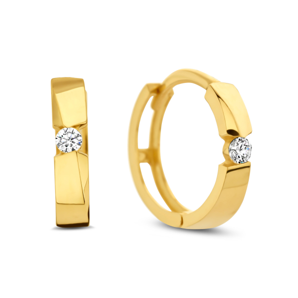 Klappcreolen mit Zirkonia Gold 585 - 12mm x 2,5mm