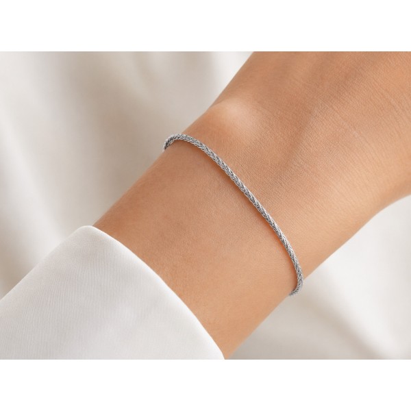 Zopfarmband Silber 925 dreifach - 1,6mm breit - 4-seitig diamantiert - Bild 2