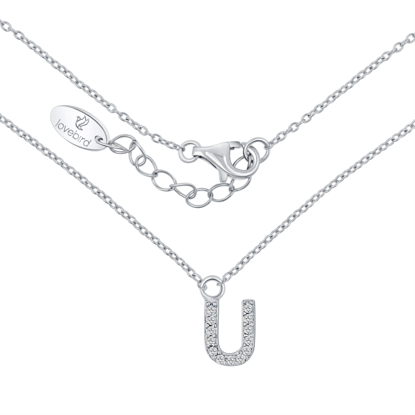 Lovebird Buchstabencollier U Silber 925 rhodiniert - 13 Zirkonia - Bild 2