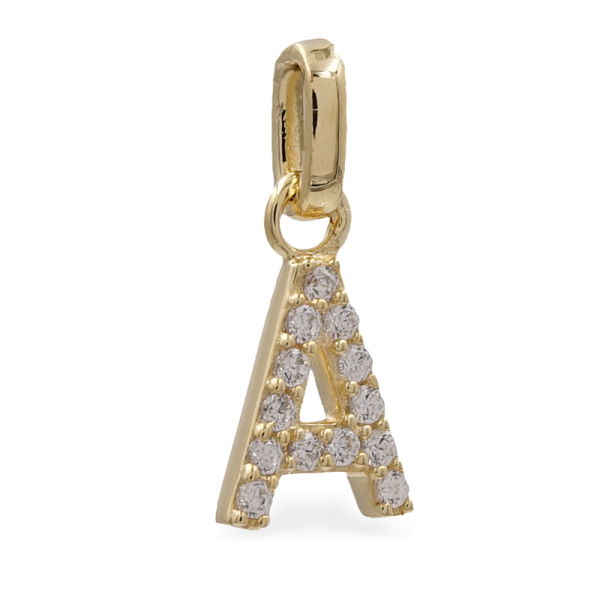 Buchstabenanhänger mit Zirkonia Silber 925 18 Karat vergoldet - 9x7mm