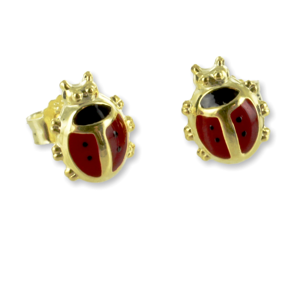 Ohrstecker Marienkäfer Gold 333 - Emailliert - 9x6,5mm