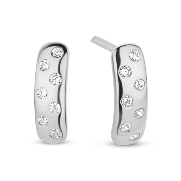 Ohrstecker mit 14 Zirkonia Silber 925 rhodiniert - 9x3,8mm