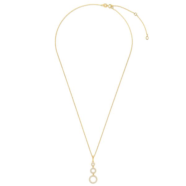 Collier Gold 585 mit Anhänger - 40 Zirkonia - Bild 2