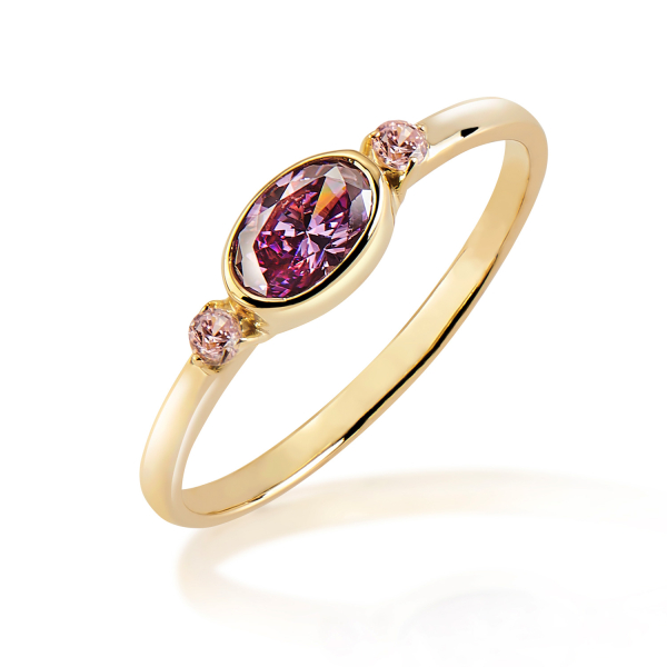 Ring Silber 925 vergoldet - 3 Zirkonia zweifarbig