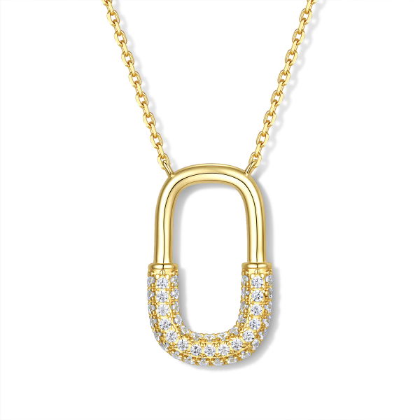 Collier Silber 925 mit Zirkonia-Anhänger - vergoldet oder rhodiniert - 45cm