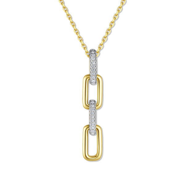 Collier 4-teiliger Anhänger Zirkonia Silber 925 vergoldet - Länge verstellbar