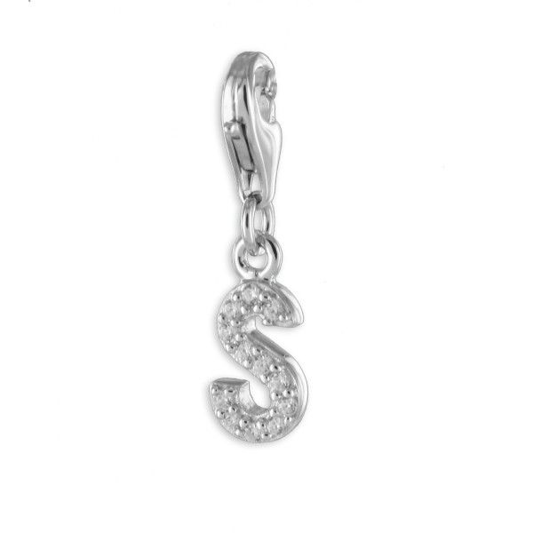 Buchstaben-Charm mit Zirkonia Silber 925 rhodiniert
