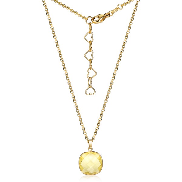 Collier mit Lemonquarz Silber 925 vergoldet - 13x13mm - 3 Milliemes - Bild 2