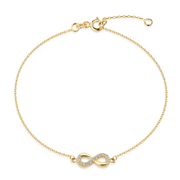 Armband Endless Gold 333 - 13 Zirkonia - Ankerkette diamantiert