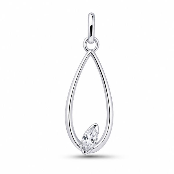 Anhänger Zirkonia Navette Silber 925 rhodiniert