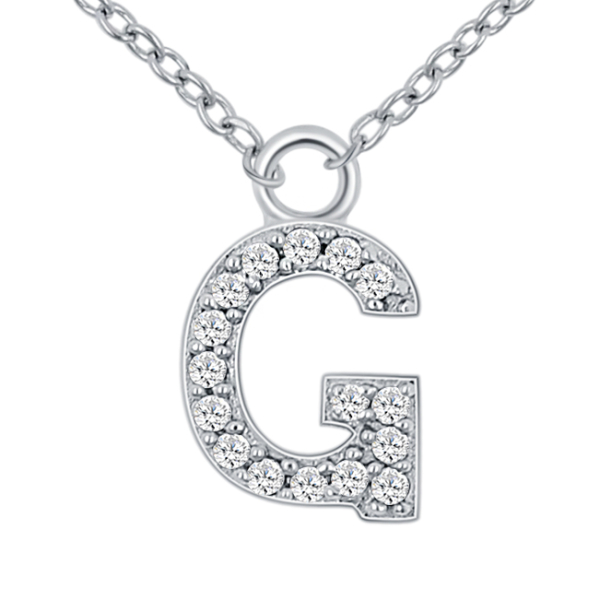 Lovebird Buchstabencollier G Silber 925 rhodiniert - 15 Zirkonia
