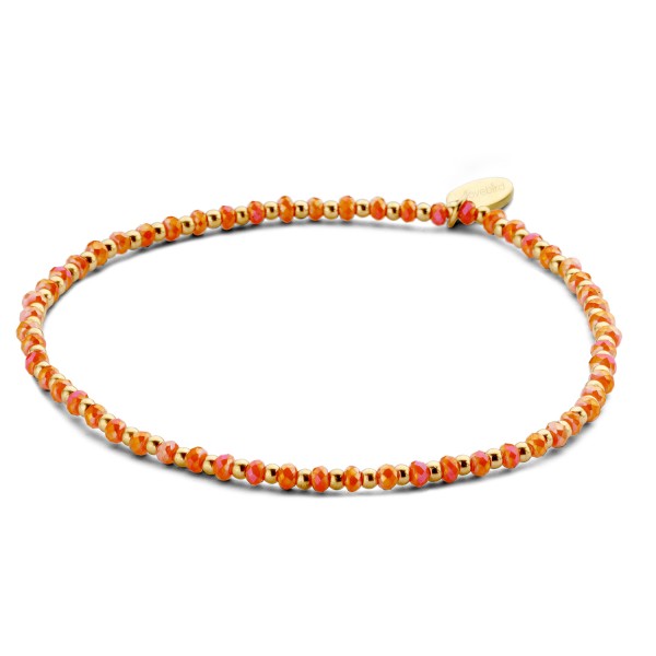 Lovebird Armband Kristall orange Edelstahl IPG - Facettierte Steine 2,5x1,9mm
