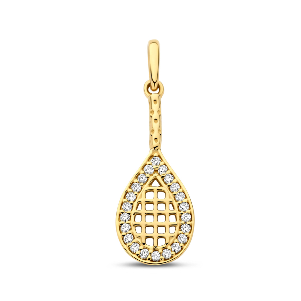 Anhänger Tennisschläger Gold 585 - 22 Zirkonia