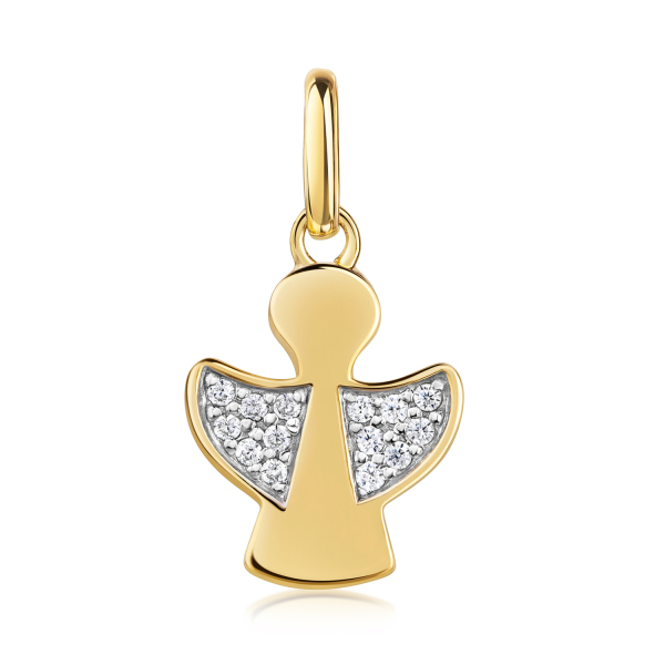Anhänger Engel Silber 925 vergoldet - 14 Zirkonia
