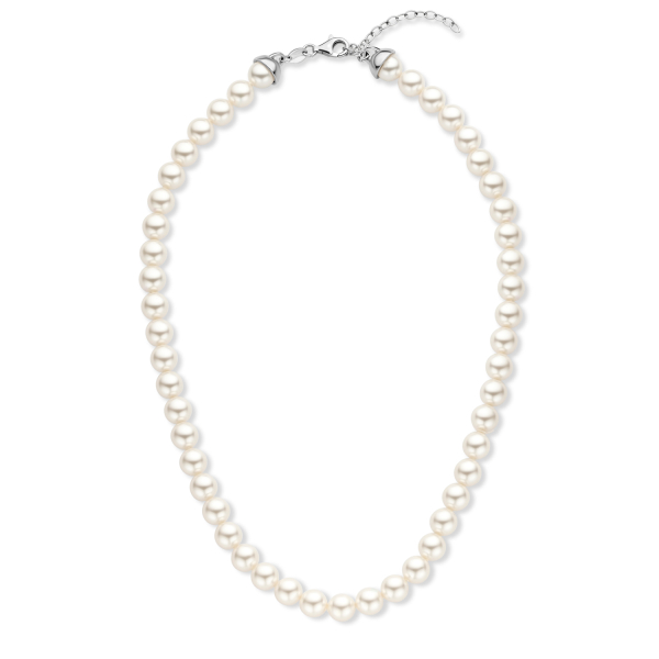 Collier mit Perlmutt-Perlen Silber 925 rhodiniert - Ø 8mm