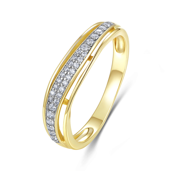 Ring Zirkonia Silber 925 vergoldet - Hochglanz - Schiene 2,3 auf 5,3mm