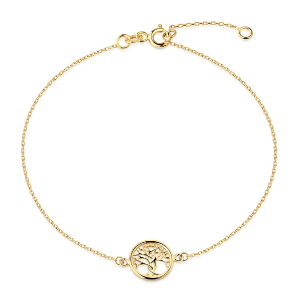 Armband Lebensbaum Gold 333 - Diamantierte Ankerkette