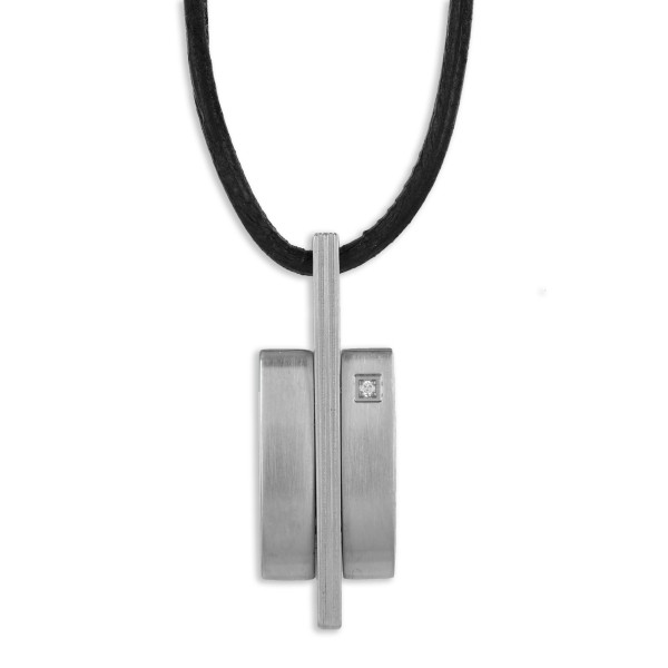 Anhänger Zirkonia Edelstahl - mit Lederband