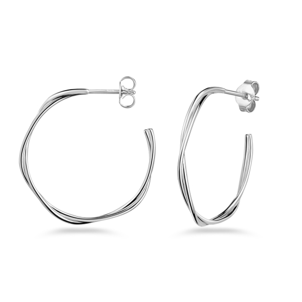 Ohrstecker Creolen twisted Silber 925 - Ø 30mm - Recyceltes Silber