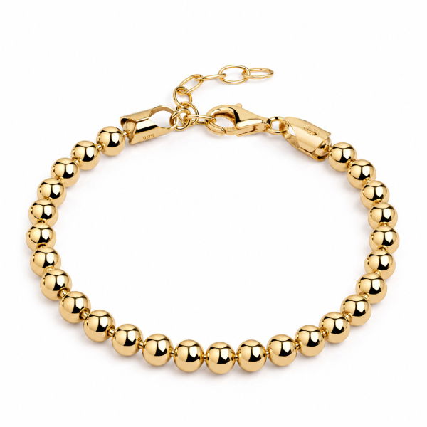 Kugelarmband Silber 925 vergoldet - 4mm - 16+3cm