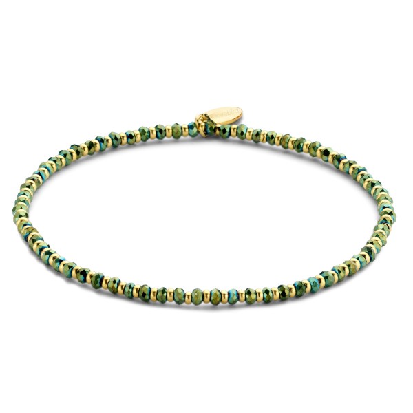 Lovebird Armband Kristall grün Edelstahl IPG - Facettierte Steine 2,5x1,9mm