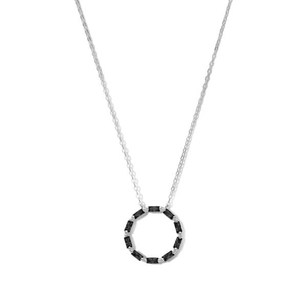 Collier Kreis Silber 925 rhodiniert - 10 schwarze Zirkonia im Baguetteschliff - Bild 2