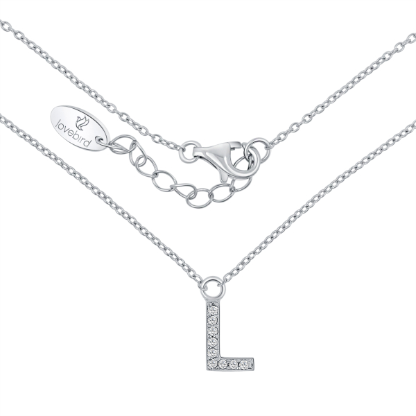 Lovebird Buchstabencollier L Silber 925 rhodiniert - 9 Zirkonia - Bild 2