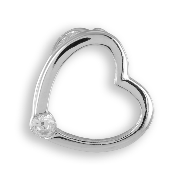 Anhänger Herz Silber 925 rhodiniert - Zirkonia 3mm - 13,5x14mm
