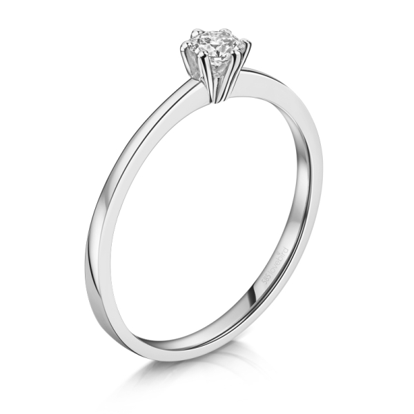 Lovebird Damenring Weißgold 585 - Brillant 0,20 ct. - 6 Stotzen Fassung