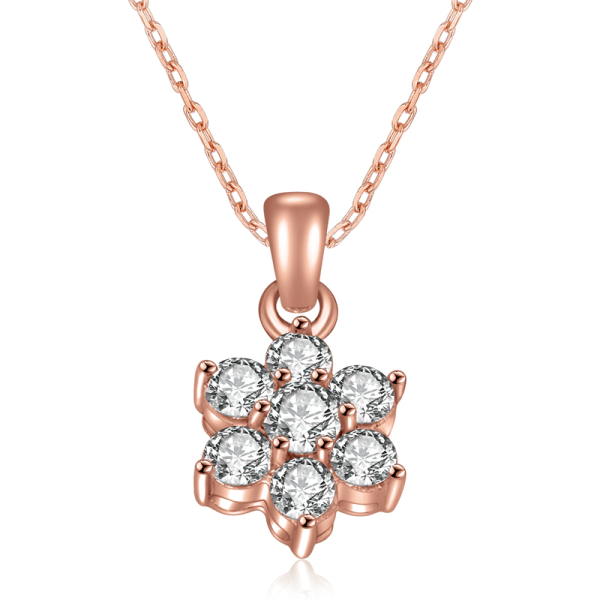 Lovebird Collier mit 7 Zirkonia Silber 925 rosé vergoldet - Anhänger 8,5x15mm