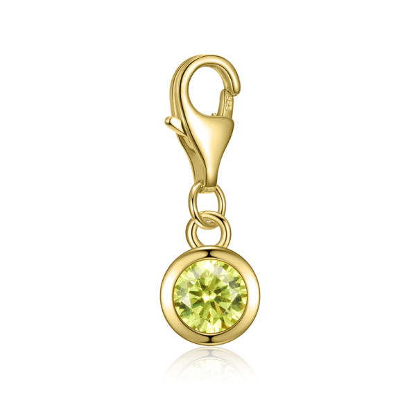Charm Zirkonia Peridot Silber 925 vergoldet - 5mm