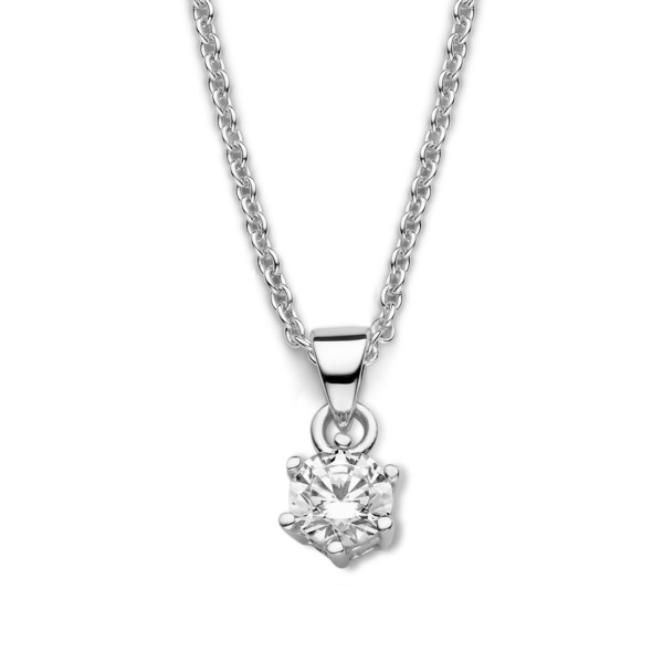 Collier mit Zirkonia Silber 925 rhodiniert - 5mm - Kugelkette 6 Stotzen