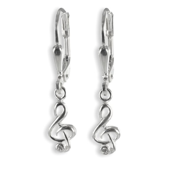 Ohrhänger Notenschlüssel Silber 925 - Zirkonia