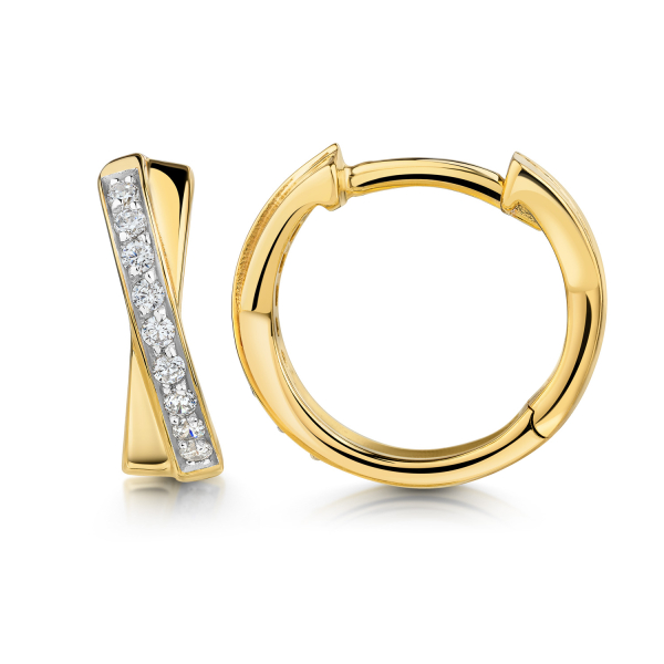 Klappcreolen Silber 925 vergoldet - Ø 13mm - 18 Zirkonia - Hochglanz - Bild 2