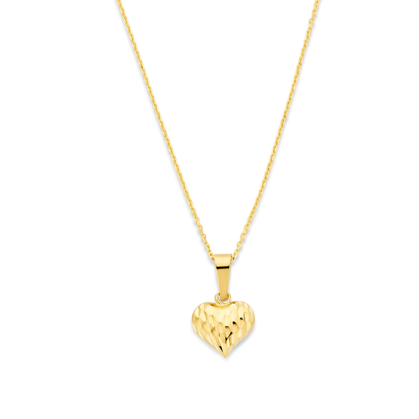 Collier Herzanhänger diamantiert Gold 585 - Vorderseite diamantiert, Rückseite hochglanz