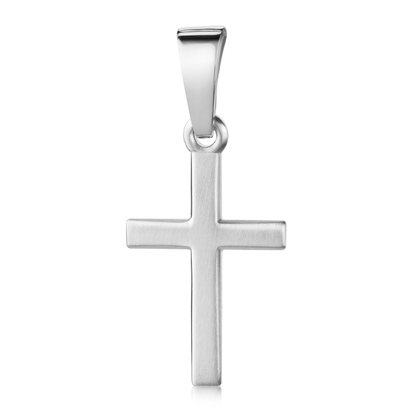 Anhänger Kreuz Silber 925 rhodiniert - Seidenmatt - 13mm