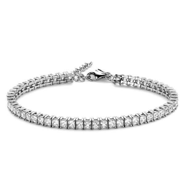 Tennisarmband Zirkonia Silber 925 rhodiniert - Zirkonia 3x3mm - Herz-Tag