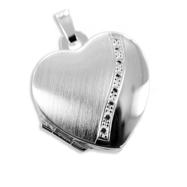 Medaillon Herz Silber 925 - Teilmatt - Gravierbar