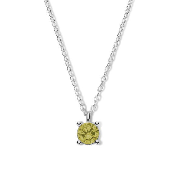Collier mit Zirkonia olivgrün Silber 925 rhodiniert - 40+5cm