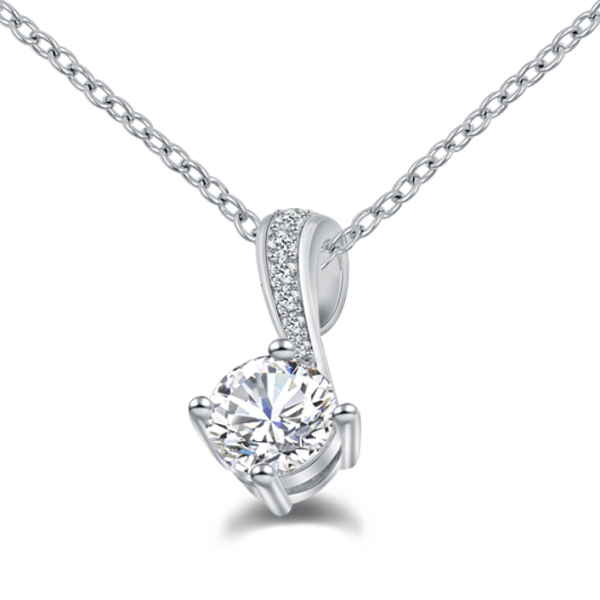 Lovebird Collier mit 7 Zirkonia 101 Facetten Silber 925 rhodiniert