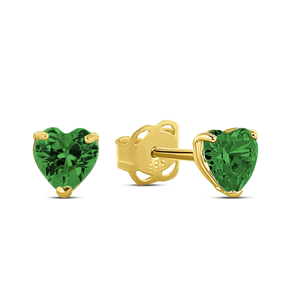 Ohrstecker Herz Gold 585 - Zirkonia grün - 4x4mm