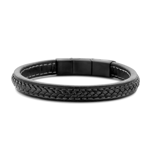 Frank 1967 Armband Echtleder Schwarz Edelstahl IPB - 9mm breit